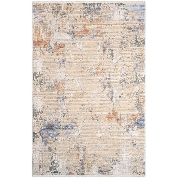 Nourison Modern Abstract Beige Grey 3 ft. x 5 ft. Abstract Contemporary Area Rug