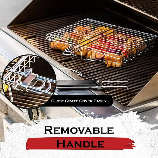 Charcoal Companion Non-Stick Triple Fish Grilling Basket With Folding  Handle CC7427 - The Home Depot