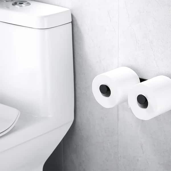 Wall-Mount Dual Post Toilet Paper Holder Double Rod Holder in Matte Black