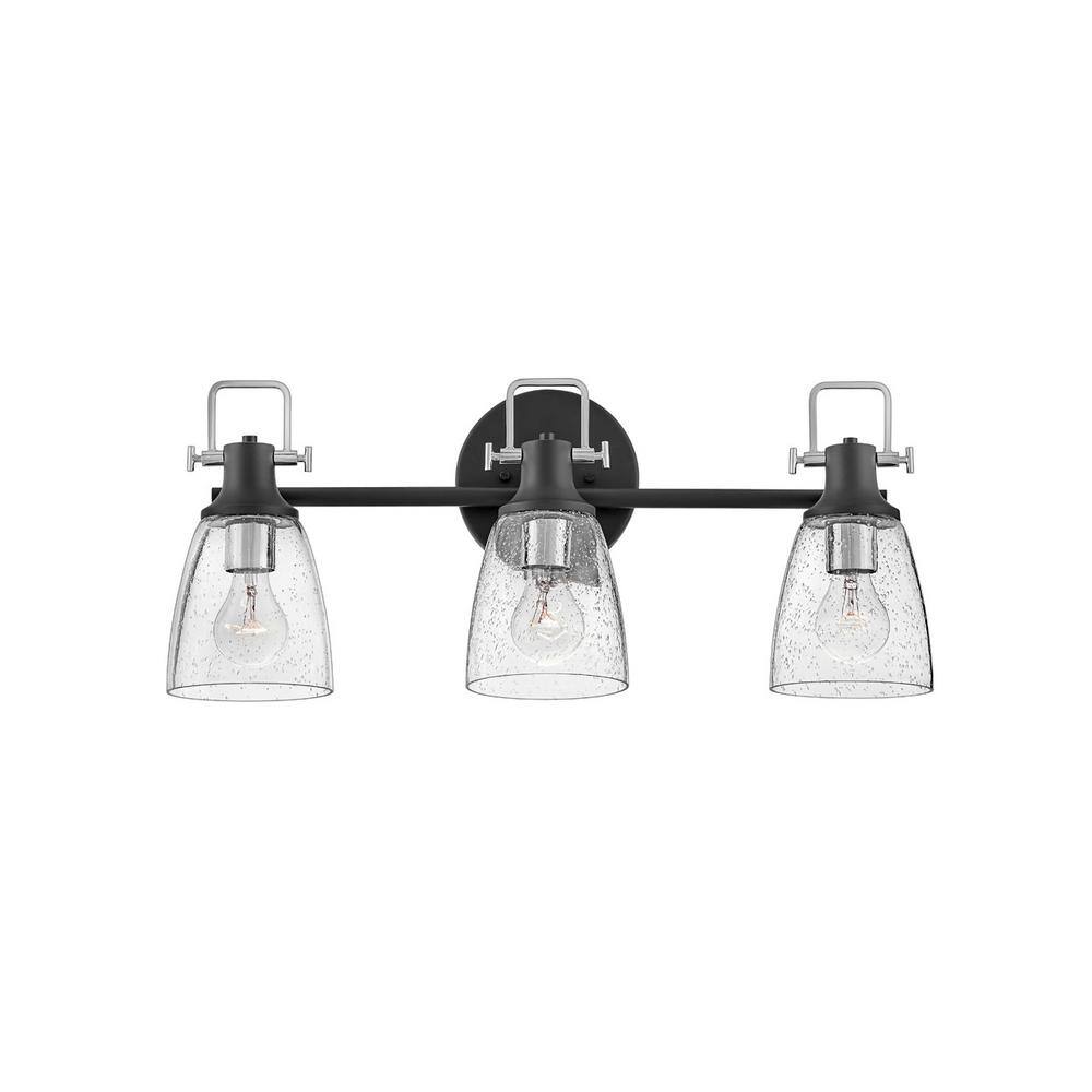 Easton Black and Chrome 3-Light Dimmable Vanity Light
