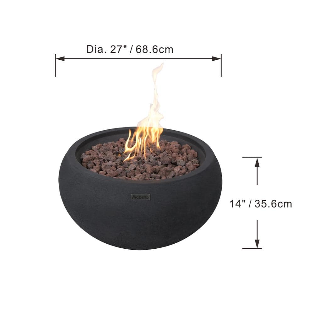 Modeno 27" Black Gas Fire Pit Table with Cover