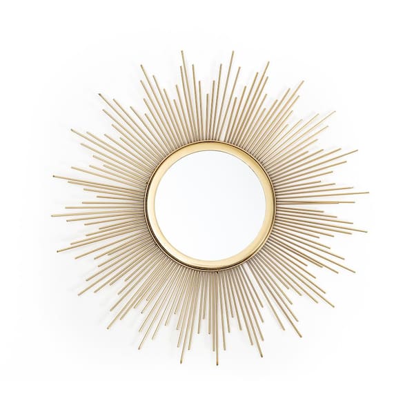 HABITAT DECOR Opal 20 in. W x 20 in. H Iron Gold Starburst Decorative Wall Mirror