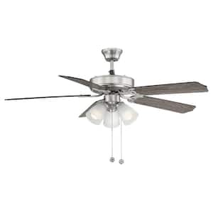 52 in. Indoor Brushed Nickel Ceiling Fan with Light Kit and Remote