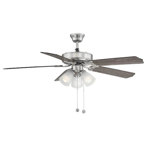 52 in. Indoor Brushed Nickel Ceiling Fan with Light Kit