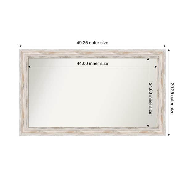 Amanti Art Alexandria Whitewash 49.25 in. x 29.25 in. Custom Non-Beveled Wood Framed Bathroom Vanity Wall Mirror