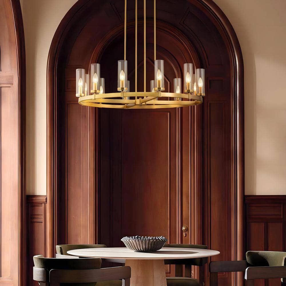 Brian 12-Light Brushed Gold Industrial Vintage Wagon Wheel Chandelier price history on PriceWatchPro