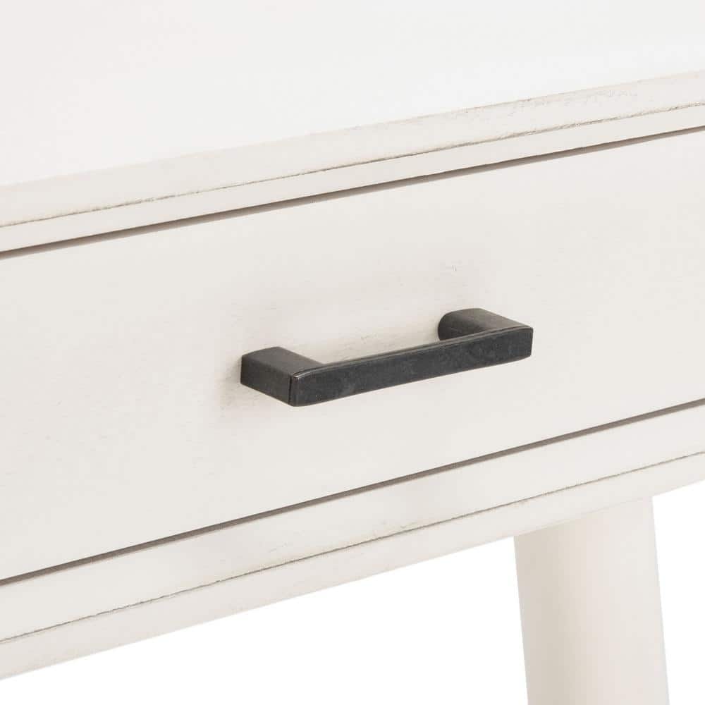 Distressed White Retro Wood Writing Desk with Drawers