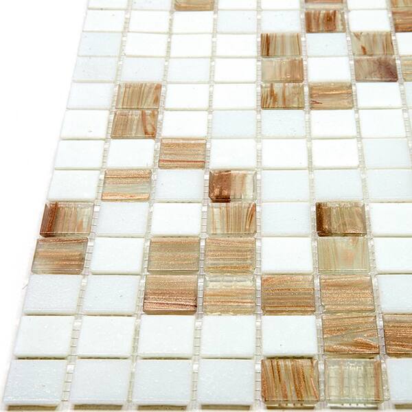Apollo Tile Mingles Shimmer Beige and Brown 12-in x 12-in Glossy Glass Uniform Squares Floor and Wall Tile (20-sq. ft/ Carton)