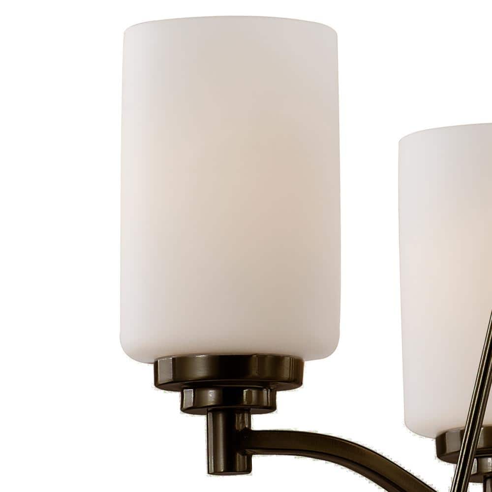Bronze 25" Industrial Chandelier with White Frost Candle Shades