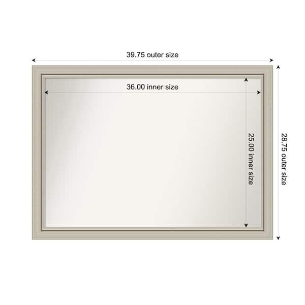 Amanti Art Romano Silver Narrow 39.75 in. x 28.75 in. Custom Non-Beveled Wood Framed Bathroom Vanity Wall Mirror