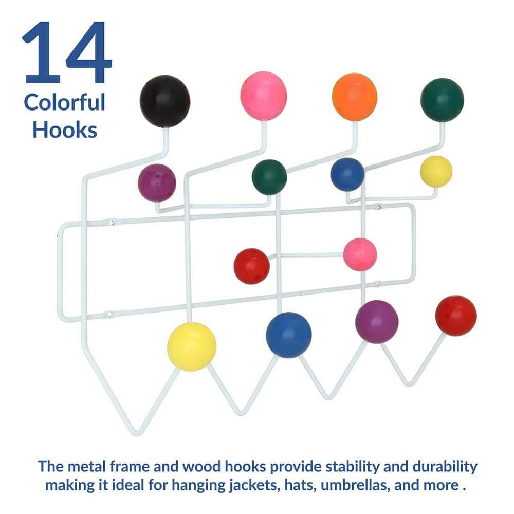 Multicolor Wooden Ball and Iron Frame Coat Rack