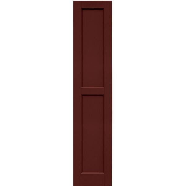Winworks Wood Composite 12 in. x 58 in. Contemporary Flat Panel Shutters Pair #650 Board & Batten Red