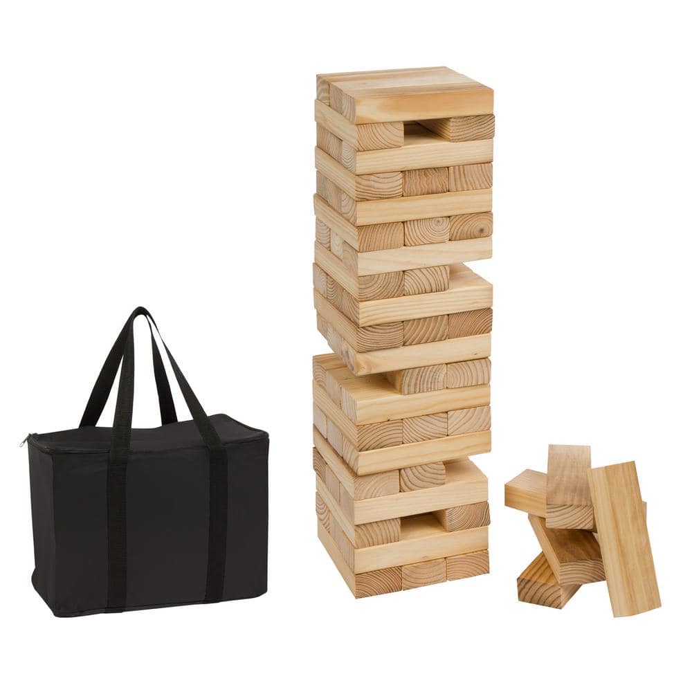 Trademark Innovations 2 ft. Tall Giant Wooden Stacking Game with Carry Case (60-Piece)-PUZZLE-GNT-60PC - The Home Depot