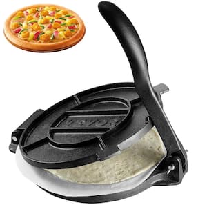 10in. Cast Iron Tortilla Press, Tortilla and Roti Maker with Pre-Seasoned Paracone Maker with 100-Piece Tawa, Black