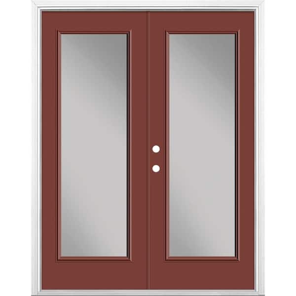 Masonite 60 in. x 80 in. Red Bluff Steel Prehung Right-Hand Inswing Full Lite Clear Glass Patio Door with Brickmold
