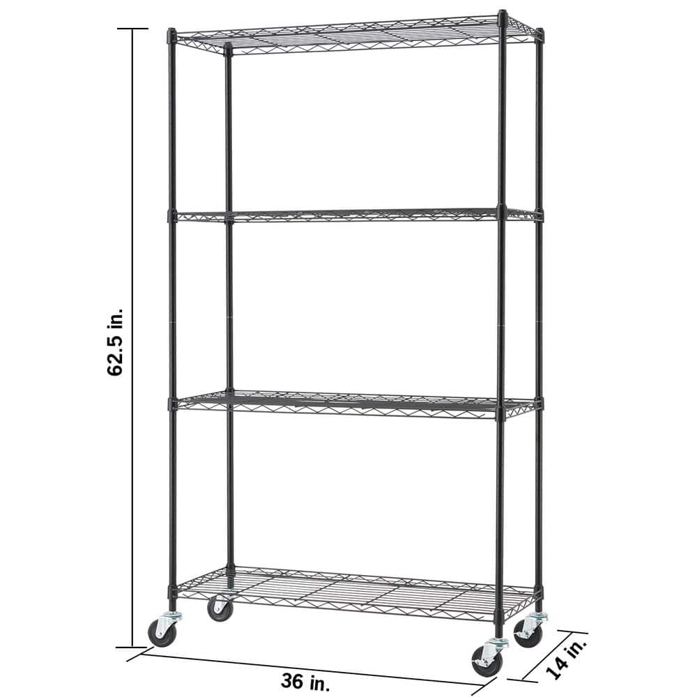 Trinity EcoStorage 4-Tier Black Steel Wire Shelving Unit