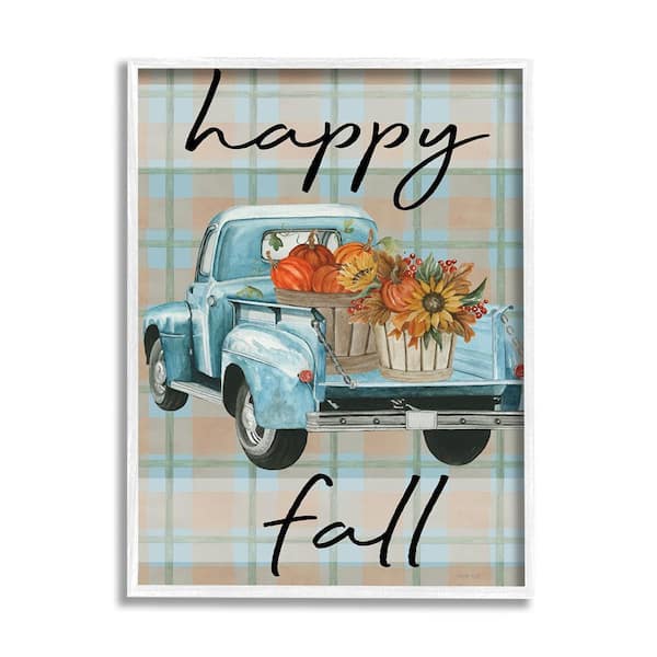 Stupell Industries Happy Fall Flower Truck by Cindy Jacobs 1-Piece Framed Graphic Print Travel Poster Art Print 20 in. x 16 in.