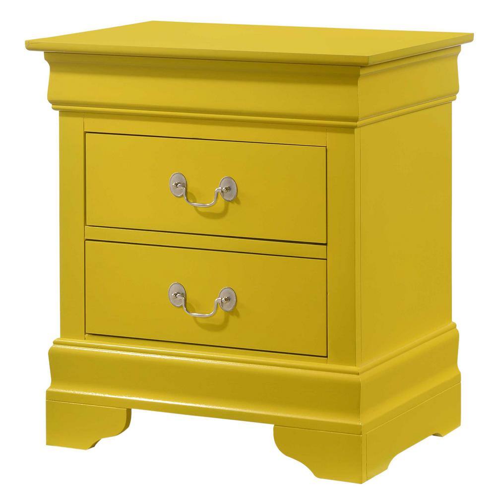Louis Philippe Yellow 2-Drawer Solid and Manufactured Wood Nightstand