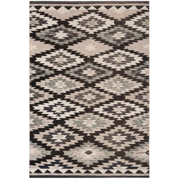 SAFAVIEH Montage Gray/Black 8 ft. x 10 ft. Geometric Indoor/Outdoor Patio  Area Rug