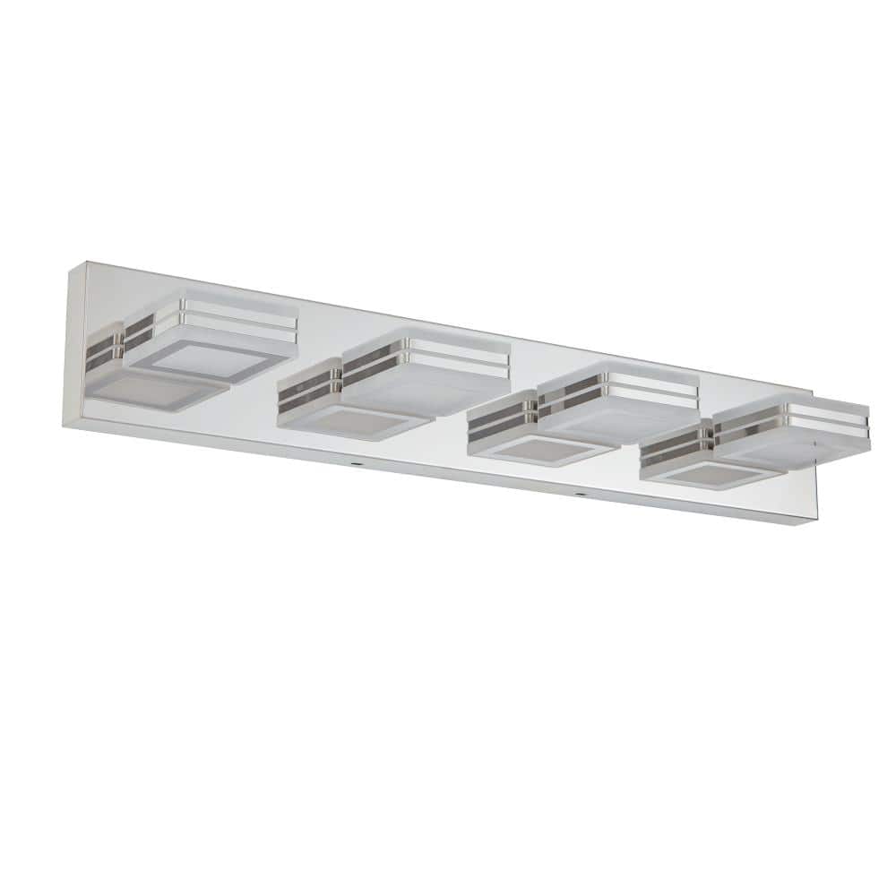 26 in. Chrome 4-Light Matte Chrome Vanity Light Fixtures, Up and Down LED Modern Bathroom Wall Sconce price history on PriceWatchPro
