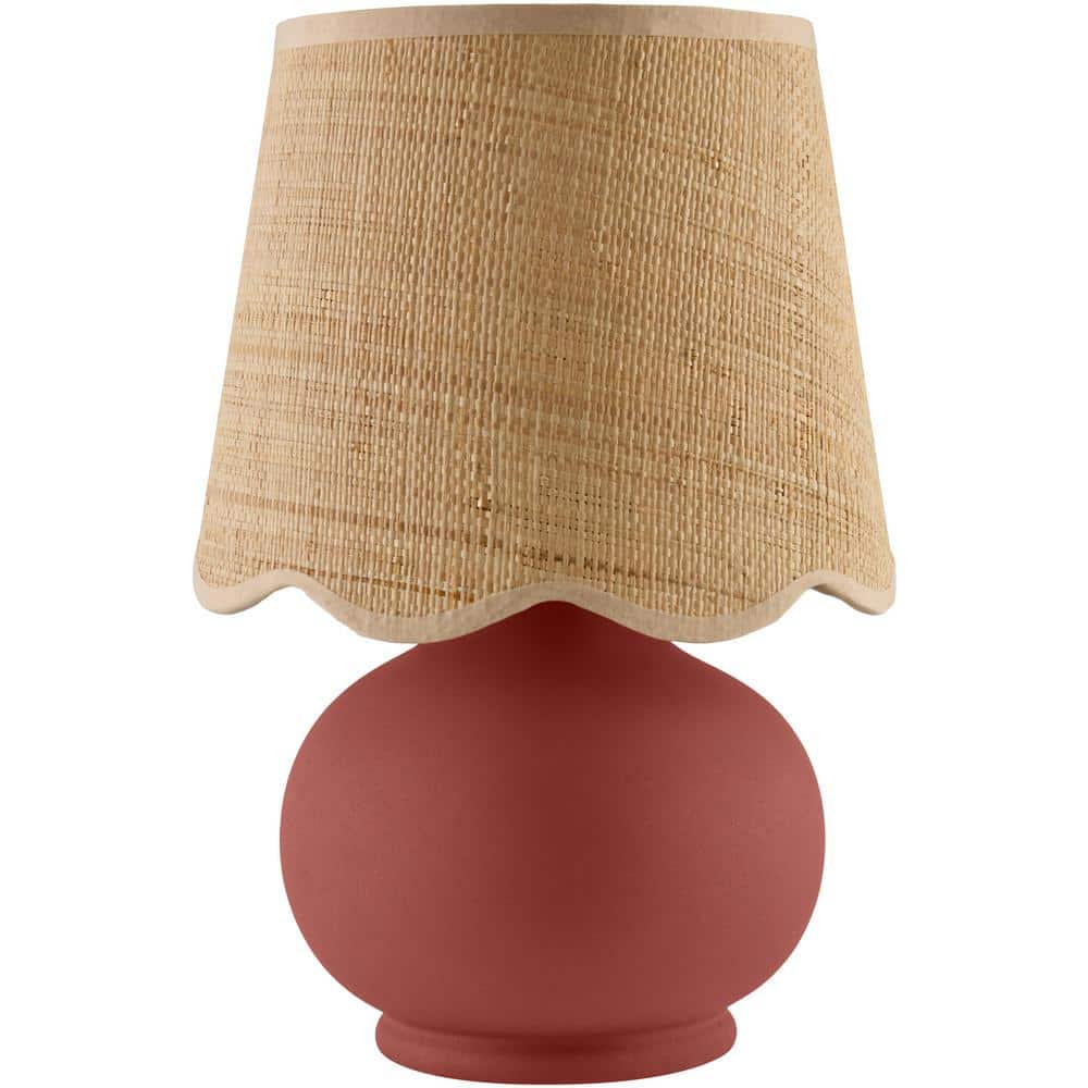 Brick Ceramic Novelty Bedside Lamp with Beige Cotton Shade