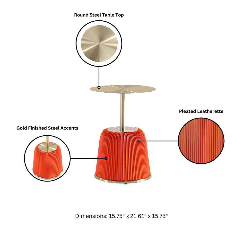Anderson Orange and Gold Metal Round Accent Tables, Set of 2