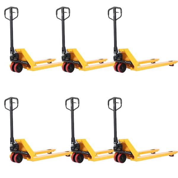 (6-Pack) 5,500 lbs. Manual Hand Pallet Jack Durable Warehouse Pallet Truck 21 in. Fork Width Yellow