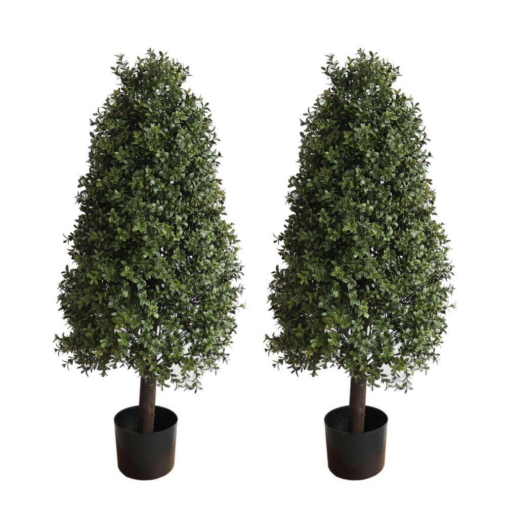 Artificial Boxwood Topiary Tree 38 in. Outdoor Faux Plant for