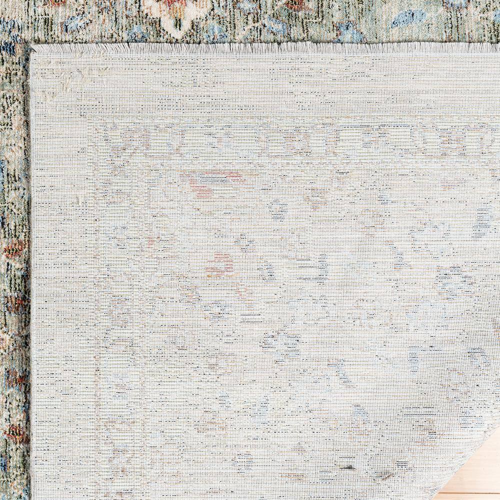 Ivory and Olive Green Synthetic Rectangular Area Rug