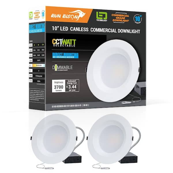 10 in. CCT and Wattage Selectable New Construction or Remodel IC Rated Integrated LED Commercial Downlight(2-Pack)