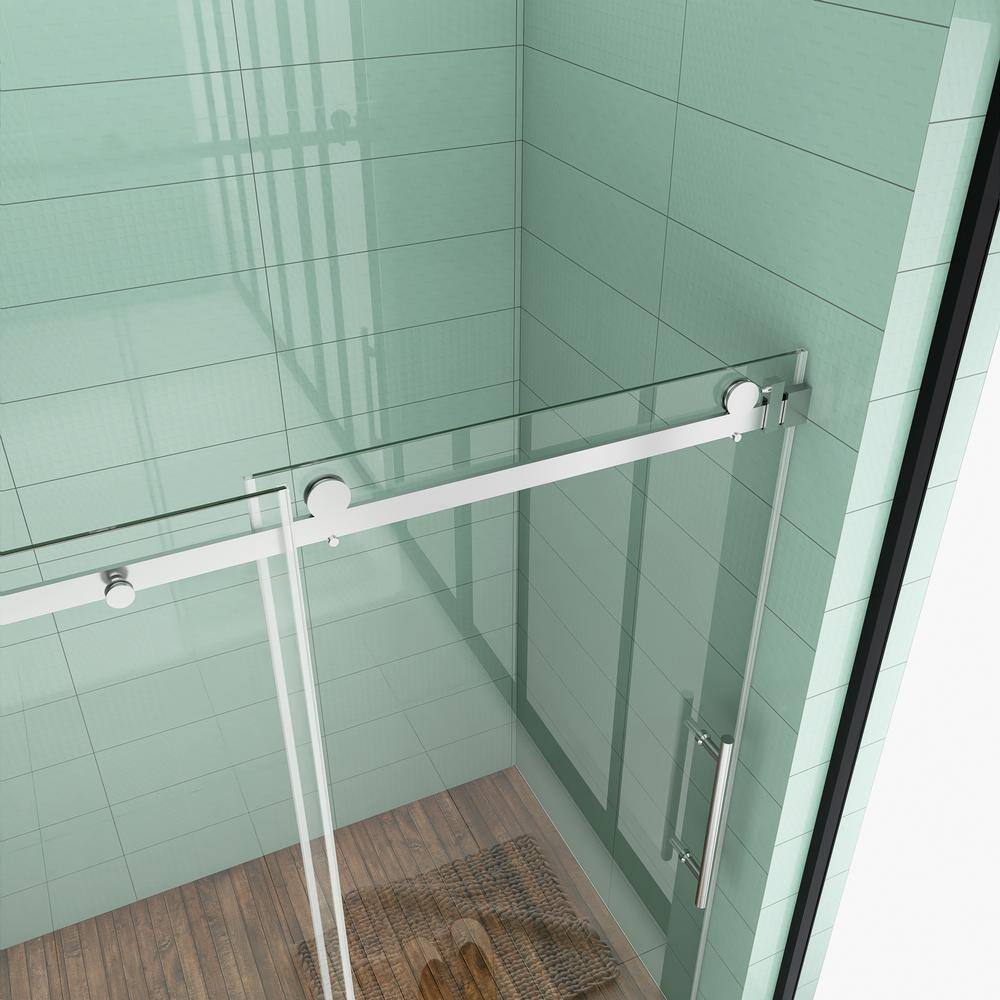 60'' W x 76'' H Brushed Nickel Frameless Sliding Shower Door