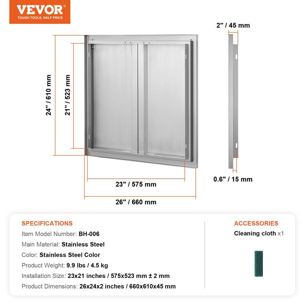 Stainless Steel 26x24 Inch Outdoor Kitchen Access Door