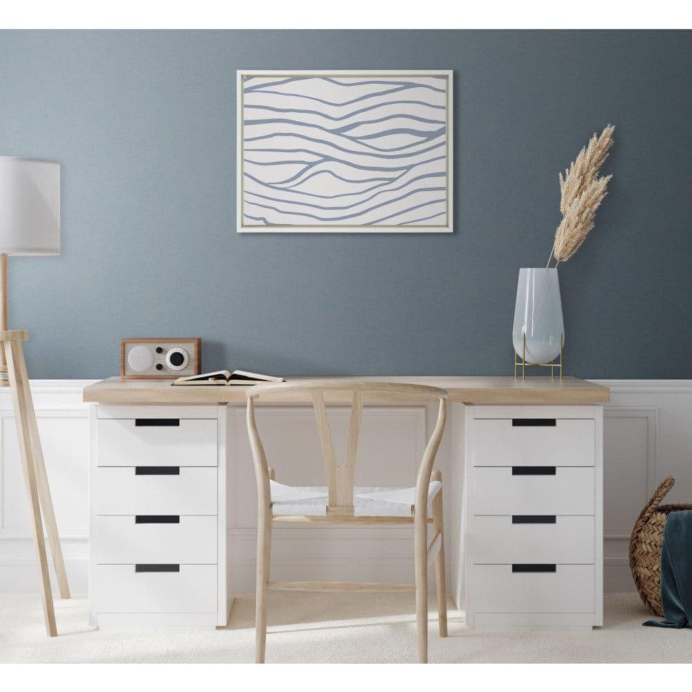 Sylvie Coastal Waves Blue and White Canvas Wall Art