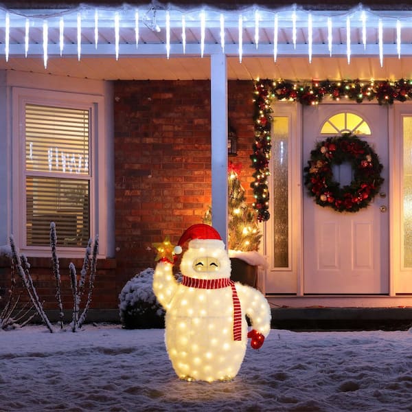 Glitzhome 42 in. H Lighted Christmas 3D Fabric Yeti Outdoor Decor
