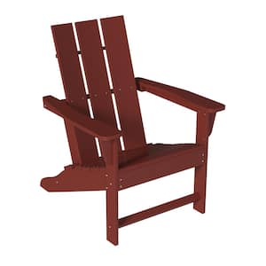 Classic Red Outdoor Non-Folding Plastic Adirondack Chair Patio Garden Leisure Chair