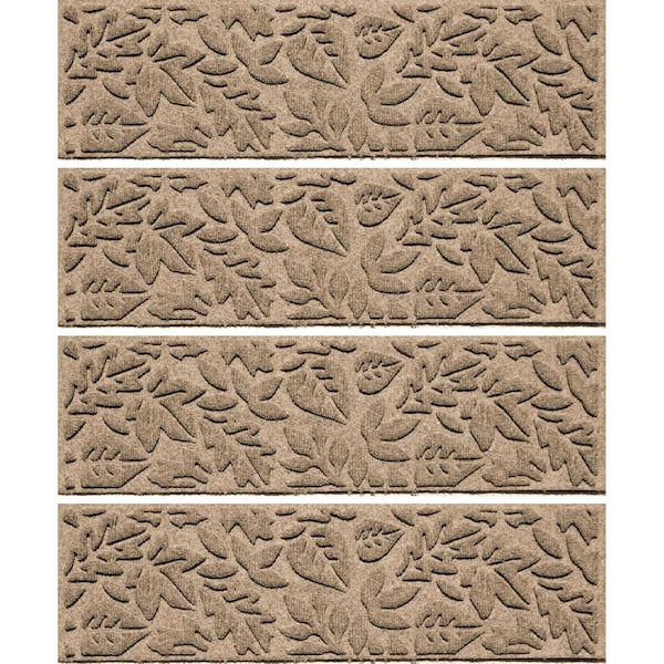 Bungalow Flooring Aqua Shield Fall Day Camel 8.5 in. X 30 in. PET Polyester Indoor Outdoor Stair Tread Covers (Set of 4)