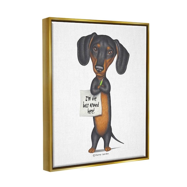The Stupell Home Decor Collection Dachshund 'I'm The Boss' Fun Family Pet Danny Gordan Floater Frame Animal Wall Art Print 21 in. x 17 in. ab-623_ffg_16x20 - The Depot