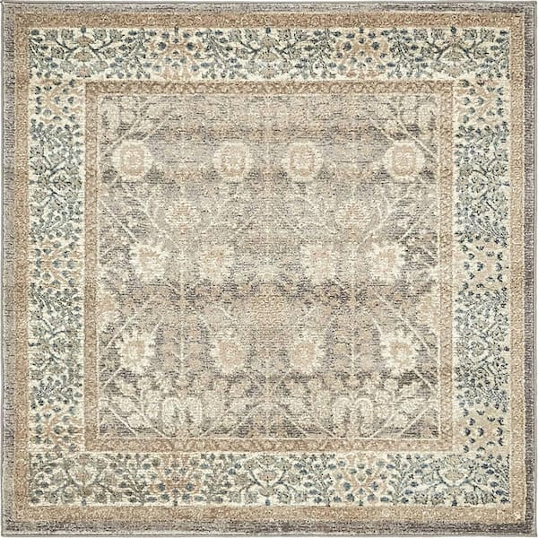 Unique Loom Salzburg Gneis Gray 4' 0 x 4' 0 Square Rug