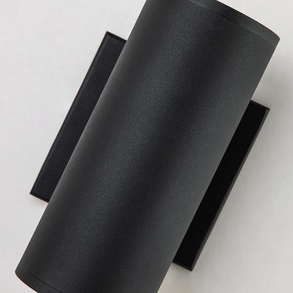 EDISLIVE 7.1 in. 2-Light Black Integrated LED Cylinder Outdoor