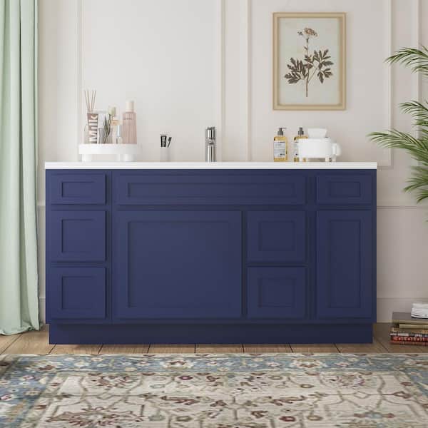 Vanity Art 60 in. W x 21 in. D x 32.5 in. H Bath Vanity Cabinet without Top in Blue