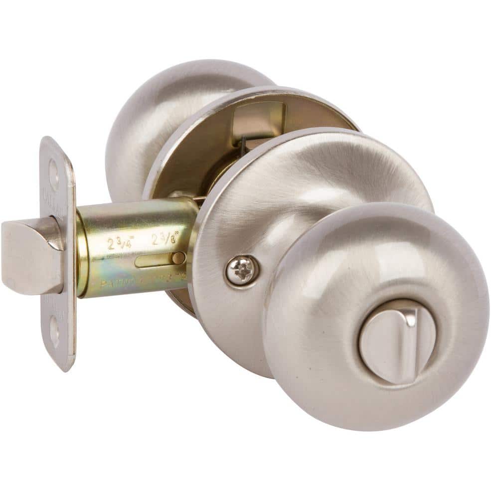 Saxon Satin Nickel Flat Ball Privacy Door Knob Set