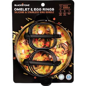 Omelet and Egg Rings Bundle for Griddles and Flat-Top Grills (7-Piece)
