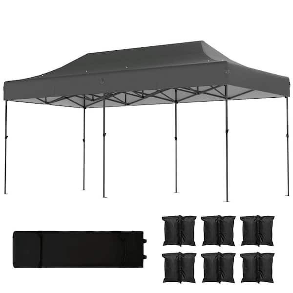 10 ft. x 20 ft. Heavy-Duty Pop Up Canopy Tent, UPF 50+ with Wheeled Carry Bag, for Market, Camping & Beach