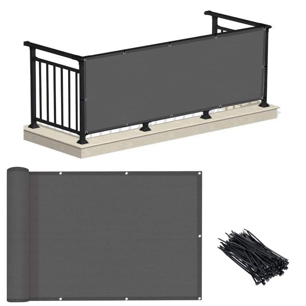 3 x 10 ft. Charcoal Balcony Privacy Screen Fence Cover for Deck, Patio, Bac