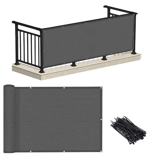 3 x 10 ft. Charcoal Balcony Privacy Screen Fence Cover for Deck, Patio, Backyard, Outdoor Pool, Porch, Railing