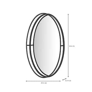 Medium Oval Black Metal Classic Accent Mirror with Deep-Set Frame (30 in. H x 20 in. W)