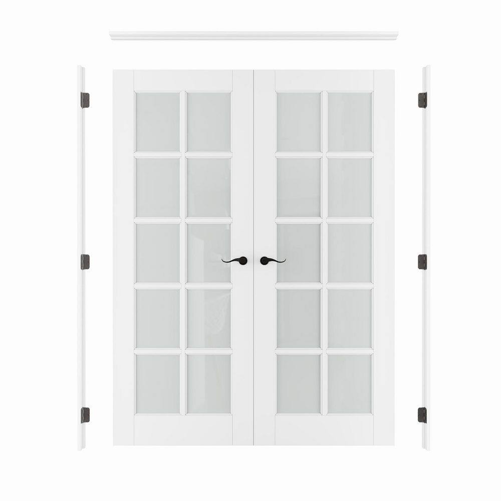 64 in. x 80 in. 10-Lite Frosted Glass Universal White Solid Core Glass Double Prehung French Door+ Quick Assemble Jamb price history on PriceWatchPro