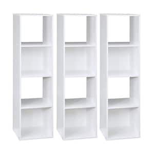 Home Stackable 4-Cube Cubicals Organizer Storage, White (3-Pack)