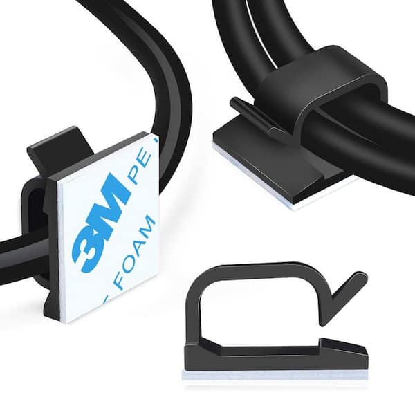 Adhesive Cable Wire Clips Black Outdoor Cable Management Organizer Holder for Desk Car Wall TV PC Ethernet