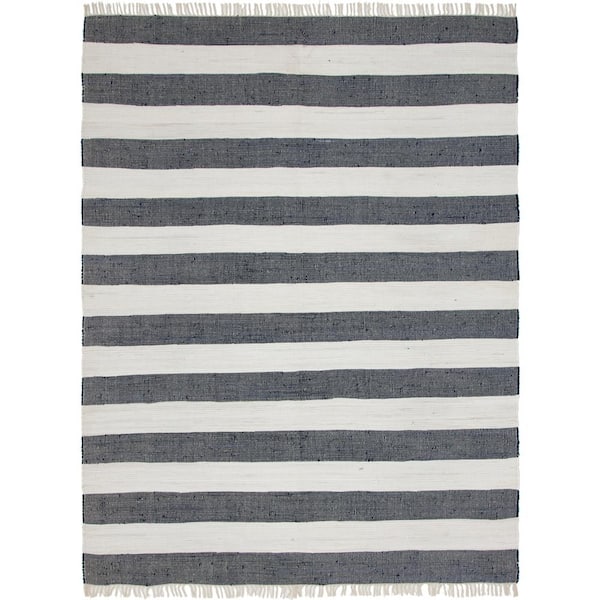 StyleWell Lorelei Navy/Ivory 9 ft. x 12 ft. Striped Area Rug
